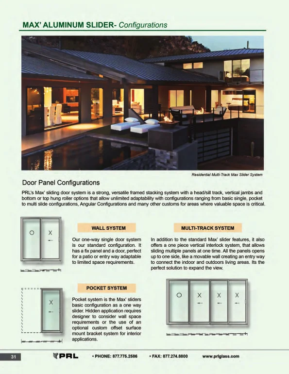 Max Glass and Aluminum Sliding Door Configurations 1