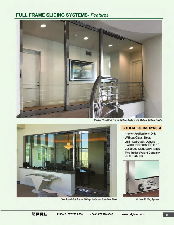 Full Frame Glass and Aluminum Sliding Door Features