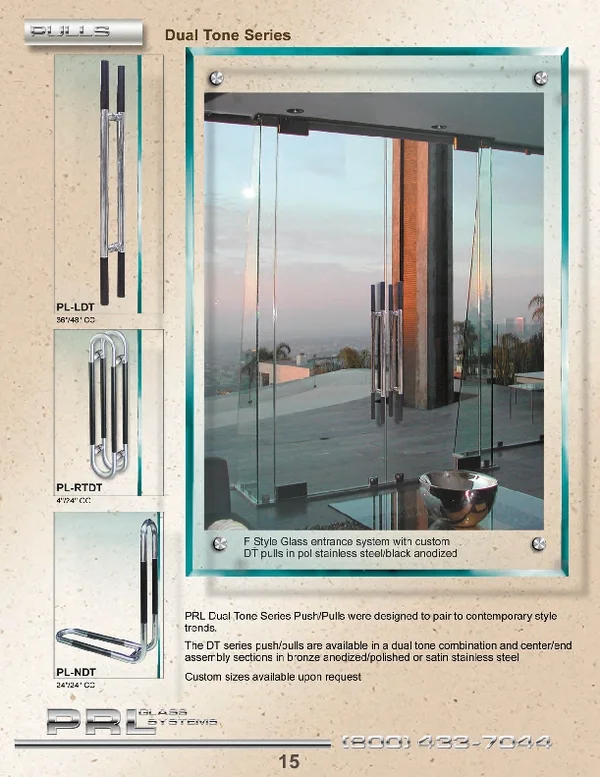 PRL's Commercial Door Dual Tone Pull Handles can be used on Glass Doors and Full Framed Doors.